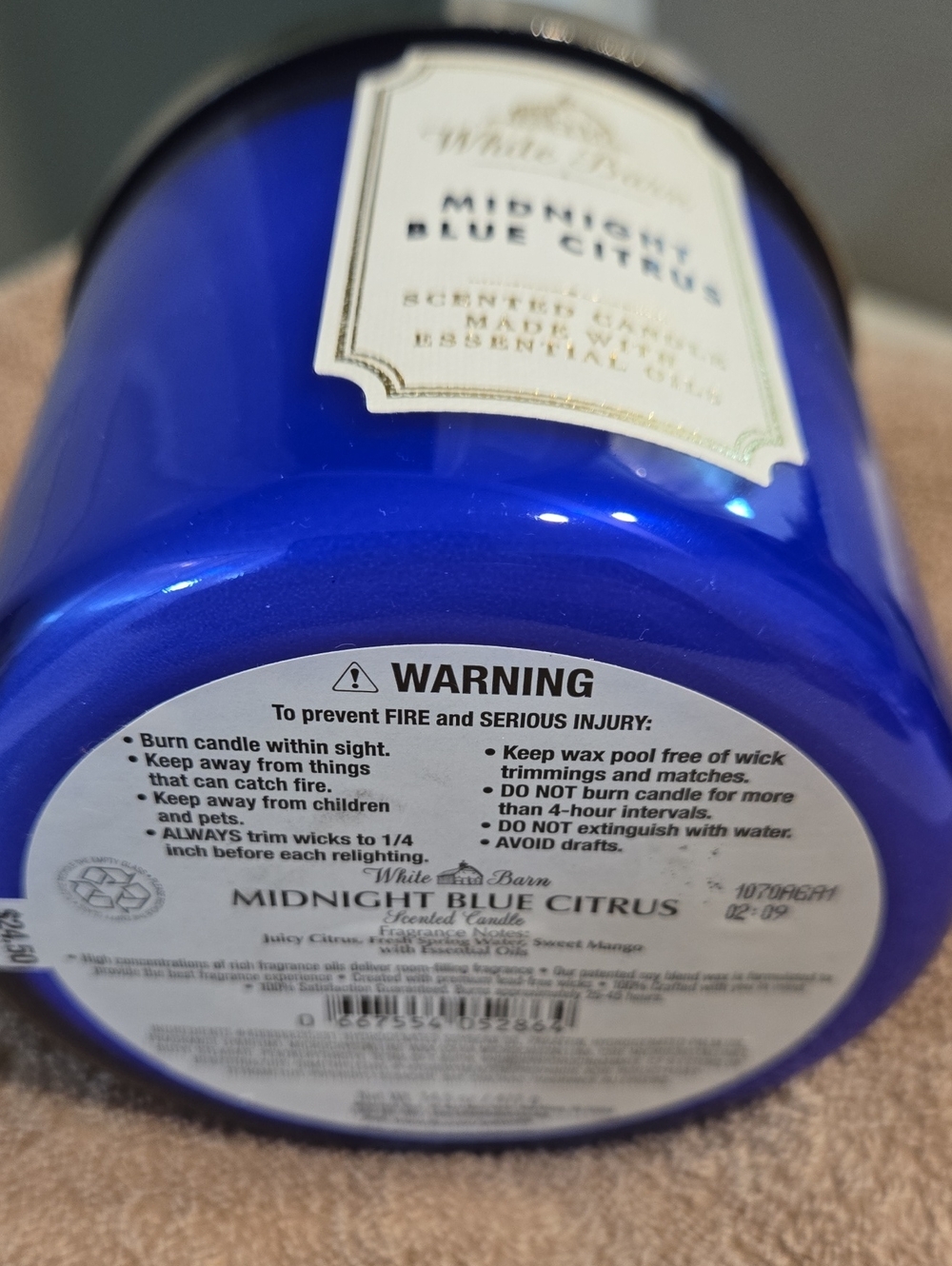 White Barn Midnight Blue Citrus Candle - Picture 3 of 4